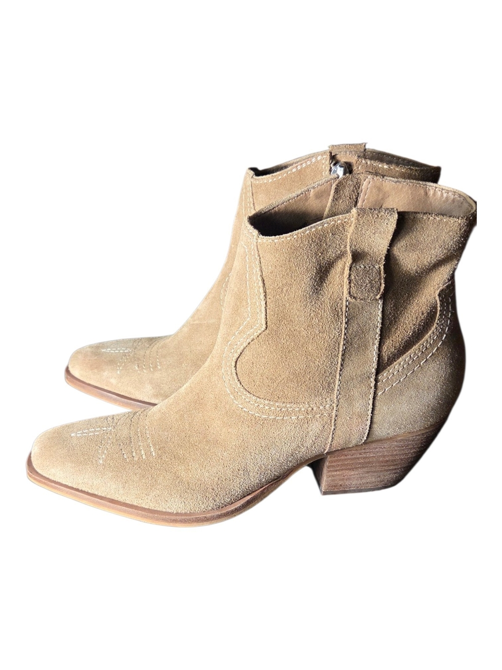 Dolce Vita Tan Suede Western Ankle Booties